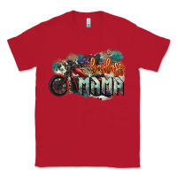 Red Badass Mama motorcycle Classic Tee - HowdyJamesFarm
