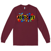 Burgundy Advocate Autism Long Sleeve Tee - FaDigitalArtStudio