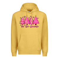Antique Gold Tis the Season Pink Trees Premium Hoodie - CowhideDigitalArt