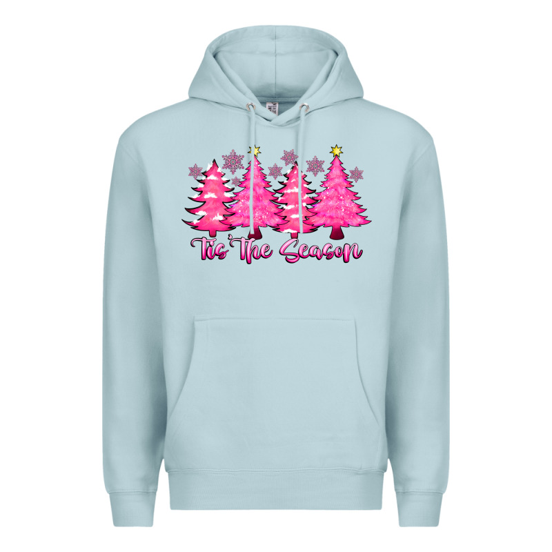 Tis The Season Pink Trees Premium Hoodie by CowhideDigitalArt | Teevron