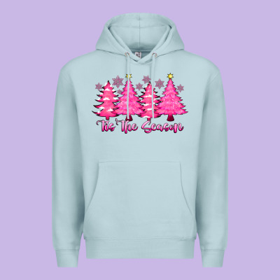 Tis The Season Pink Trees Premium Hoodie Designed By Cowhidedigitalart