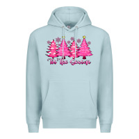 Blue Mist Tis the Season Pink Trees Premium Hoodie - CowhideDigitalArt