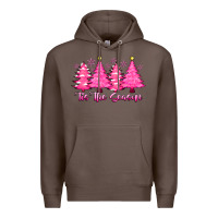 Coffee Tis the Season Pink Trees Premium Hoodie - CowhideDigitalArt