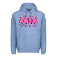 Colony Blue Tis the Season Pink Trees Premium Hoodie - CowhideDigitalArt