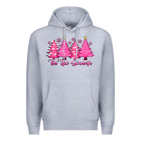 Heather Grey Tis the Season Pink Trees Premium Hoodie - CowhideDigitalArt