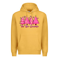 Mustard Tis the Season Pink Trees Premium Hoodie - CowhideDigitalArt