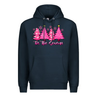 Navy Tis the Season Pink Trees Premium Hoodie - CowhideDigitalArt