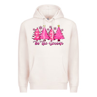 Pale Pink Tis the Season Pink Trees Premium Hoodie - CowhideDigitalArt