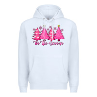 White Tis the Season Pink Trees Premium Hoodie - CowhideDigitalArt