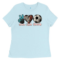 Baby Blue Peace love Soccer Ladies Tee - HowdyJamesFarm