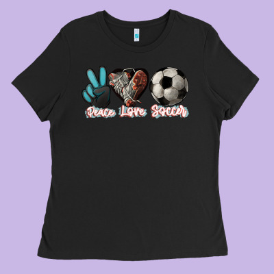 Peace Love Soccer Ladies Tee Designed By Howdyjamesfarm