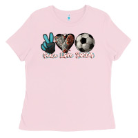 Bubblegum Pink Peace love Soccer Ladies Tee - HowdyJamesFarm