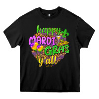 Black Happy Mardi Gras y'all Heavy Core Tee - NancyCooperArtShop