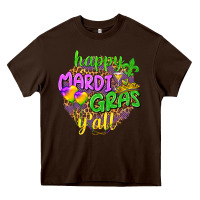 Chocolate Brown Happy Mardi Gras y'all Heavy Core Tee - NancyCooperArtShop