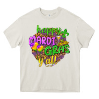 Cream Happy Mardi Gras y'all Heavy Core Tee - NancyCooperArtShop