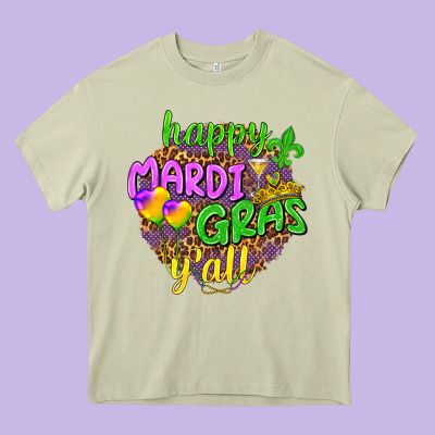 Happy Mardi Gras Y'all Heavy Core Tee Designed By Nancycooperartshop