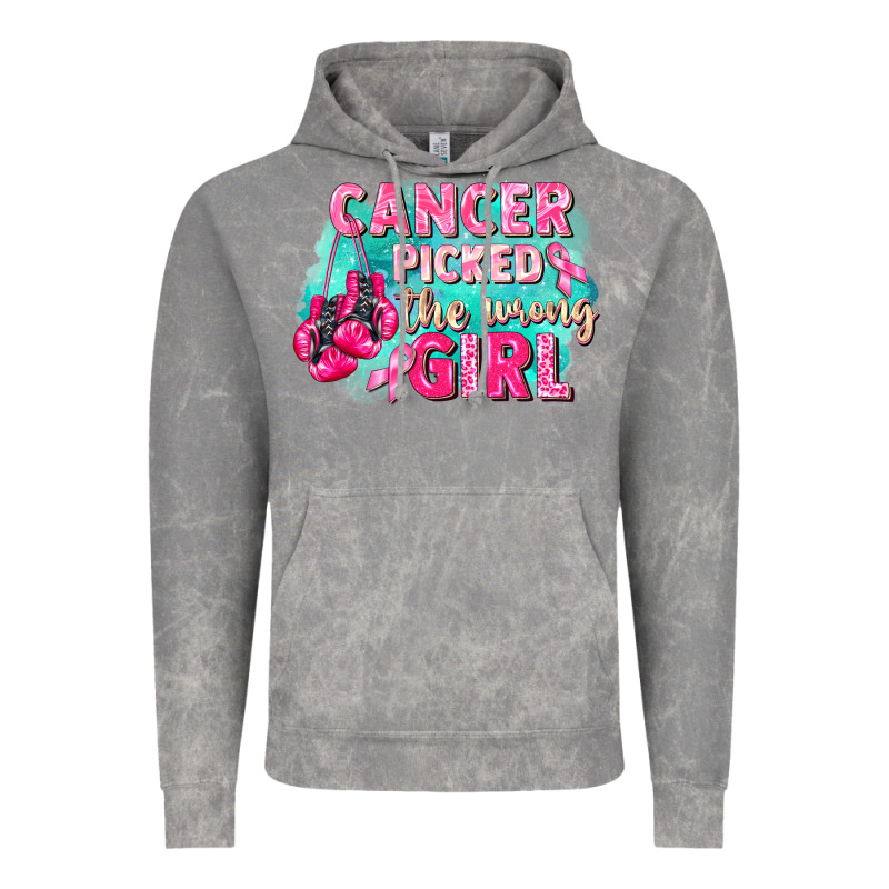 Cancer Picked The Wrong Girl Breast Cancer Vintage Hoodie by FaDigitalArtStudio | Teevron