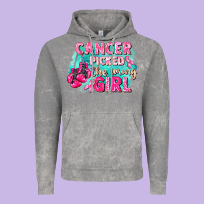 Cancer Picked The Wrong Girl Breast Cancer Vintage Hoodie Designed By Fadigitalartstudio