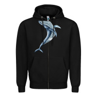 Black humpback whale jumping Zipper Hoodie - BarkalooDesign