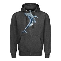 Charcoal Heather humpback whale jumping Zipper Hoodie - BarkalooDesign