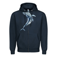 Navy humpback whale jumping Zipper Hoodie - BarkalooDesign