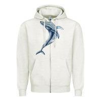 Oatmeal Heather humpback whale jumping Zipper Hoodie - BarkalooDesign
