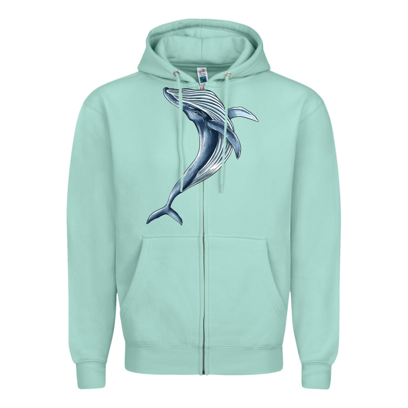 Humpback Whale Jumping Zipper Hoodie by BarkalooDesign | Teevron