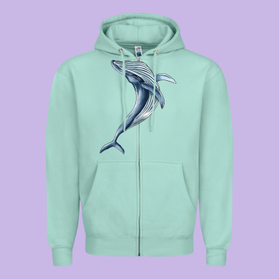 Humpback Whale Jumping Zipper Hoodie Designed By Barkaloodesign