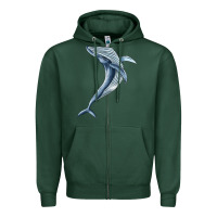 Sports Green humpback whale jumping Zipper Hoodie - BarkalooDesign