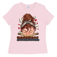 Bubblegum Pink Messy bun Baseball Ladies Tee - HowdyJamesFarm