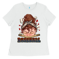 White Messy bun Baseball Ladies Tee - HowdyJamesFarm