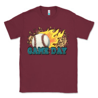 Burgundy game day baseball leopard flames fireball Classic Tee - HowdyJamesFarm