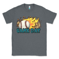 Charcoal Heather game day baseball leopard flames fireball Classic Tee - HowdyJamesFarm