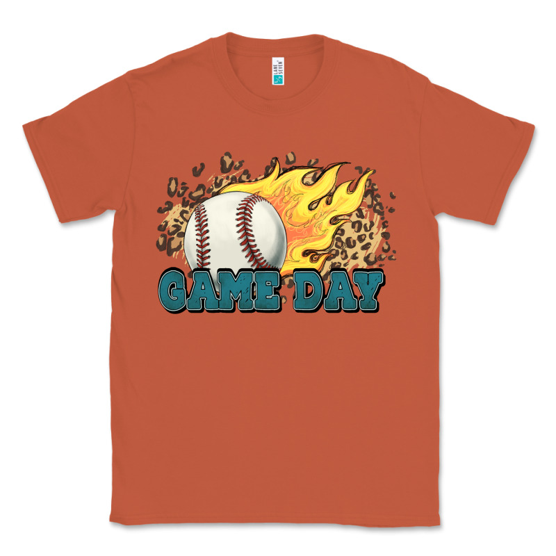 Game Day Baseball Leopard Flames Fireball Classic Tee by HowdyJamesFarm | Teevron