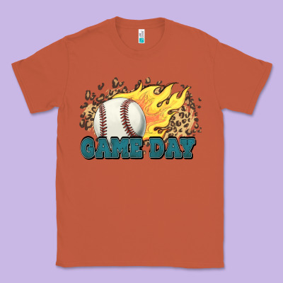 Game Day Baseball Leopard Flames Fireball Classic Tee Designed By Howdyjamesfarm
