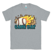 Heather Grey game day baseball leopard flames fireball Classic Tee - HowdyJamesFarm