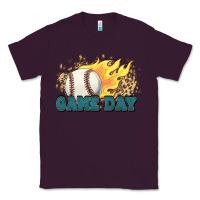 Plum game day baseball leopard flames fireball Classic Tee - HowdyJamesFarm