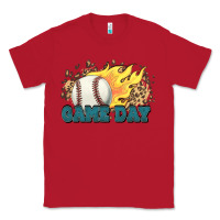 Red game day baseball leopard flames fireball Classic Tee - HowdyJamesFarm