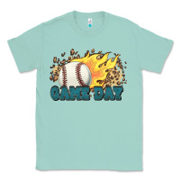 Seafoam game day baseball leopard flames fireball Classic Tee - HowdyJamesFarm