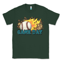 Sports Green game day baseball leopard flames fireball Classic Tee - HowdyJamesFarm