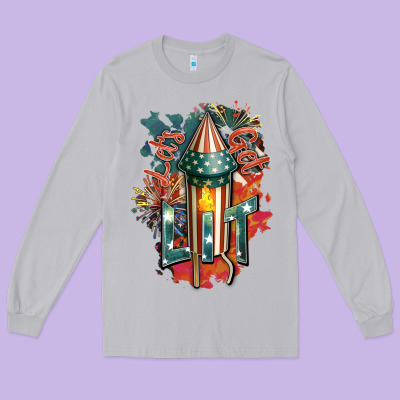 Let's Get Lit Long Sleeve Tee Designed By Fadigitalartstudio