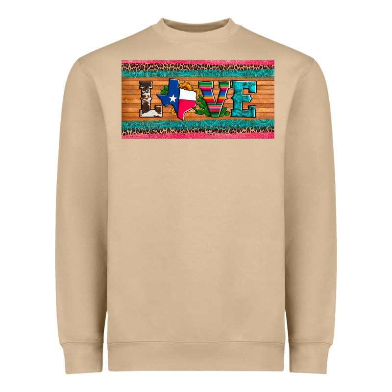 Love Texas Sunflowers Cactus Cowhide License Plate Heavyweight Sweatshirt by Artiststas | Teevron