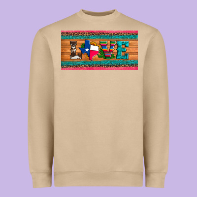 Love Texas Sunflowers Cactus Cowhide License Plate Heavyweight Sweatshirt Designed By Artiststas