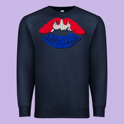 Cambodian Flag Lips Premium Sweatshirt Designed By Adodesignshop