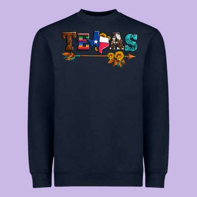 Texas With Arrow And Sunflowers Heavyweight Sweatshirt Designed By Artiststas