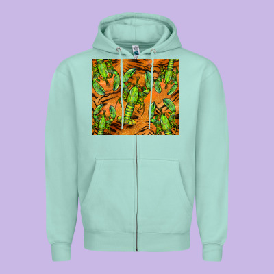 Lobster Tumbler Zipper Hoodie Designed By Barkaloodesign