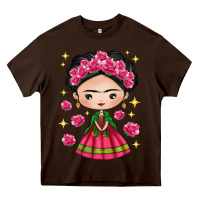 Chocolate Brown Mexican Girl Heavy Core Tee - texasbilliewilder