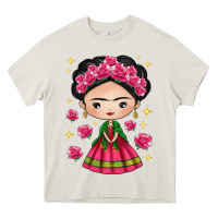 Cream Mexican Girl Heavy Core Tee - texasbilliewilder
