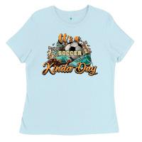 Baby Blue It's a Soccer Kinda Day Ladies Tee - HowdyJamesFarm