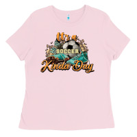 Bubblegum Pink It's a Soccer Kinda Day Ladies Tee - HowdyJamesFarm